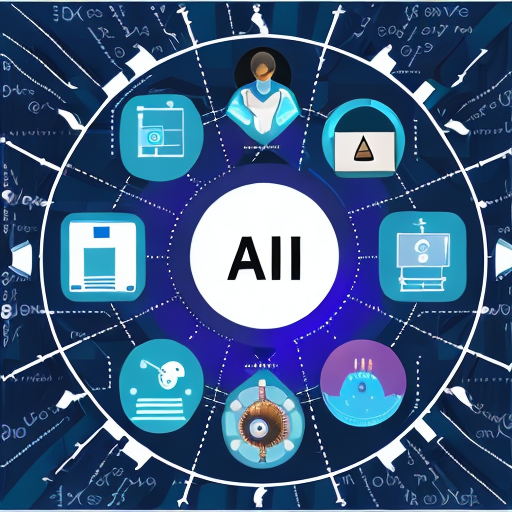 Generate a realistic image that showcases the role that AI filters play in modern information management. This could include a visualization of how AI filters fit into the larger ecosystem of information technologies, with visual elements that convey the idea of information integration and interoperability.