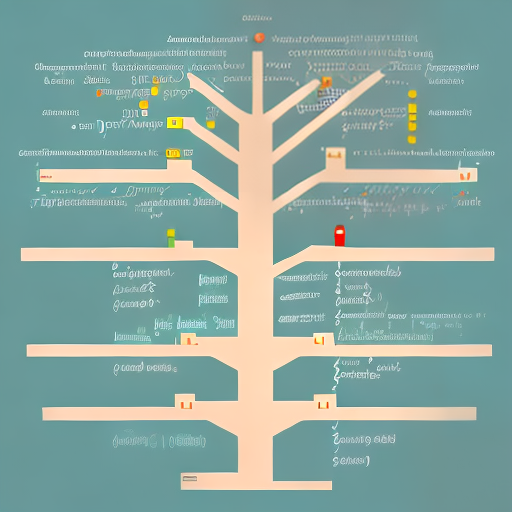 A visualization of a computer science concept that many people find difficult or intimidating, such as algorithms or data structures, depicted in a more playful or approachable way. For example, a cartoon tree structure with different objects hanging from its branches, or a whimsical visualization of the steps in a sorting algorithm.